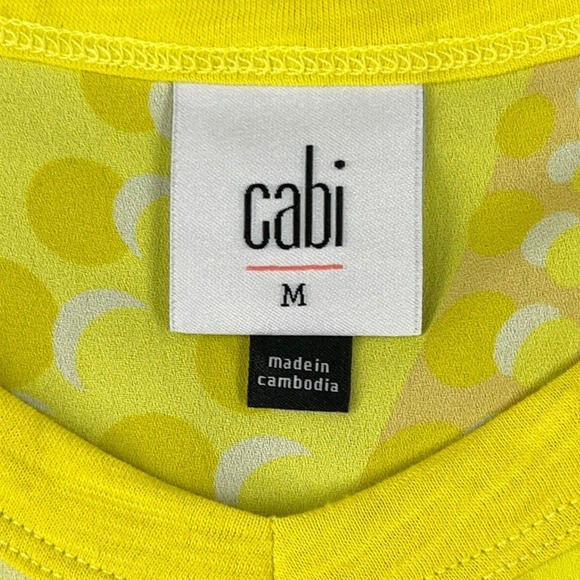 Cabi Sunburst Cami Sleeveless Tank Top Yellow Polka Dot Geometric Print M Womens - Picture 2 of 8
